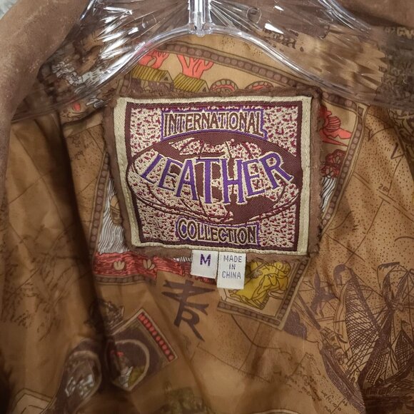 International Leather Collection Jacket Mens Medium Brown Bomber Full Zip - Picture 12 of 13